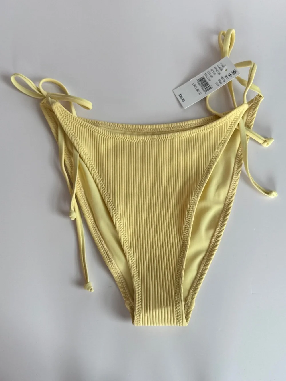 PacSun Yellow Ribbed Side-Tie Bikini Bottom Large NWT